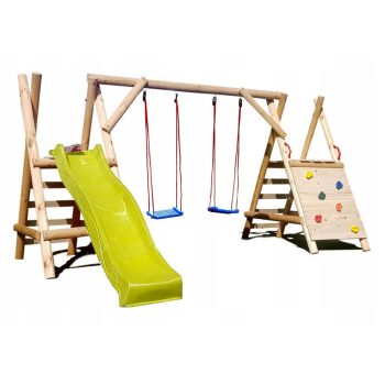 DREWNIANY PLAC ZABAW DO OGRODU WESOŁY PLAC KUBEŁEK SUPER-PLACE SUROWY 4/2M