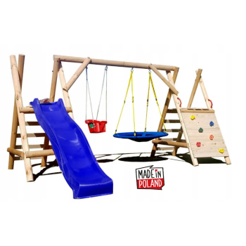 DREWNIANY PLAC ZABAW DO OGRODU WESOŁY PLAC KUBEŁEK SUPER-PLACE SUROWY 4/2M