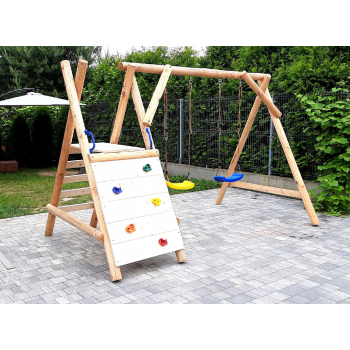 DREWNIANY PLAC ZABAW DO OGRODU PICCOLO 2X HUŚTAWKA DREWNO SUROWE PRODUCENT!