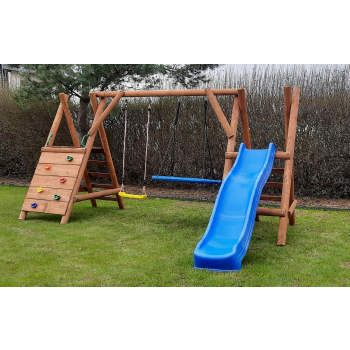 DREWNIANY PLAC ZABAW DO OGRODU MEGA ZJEŻDŻALNIA 2 SIEDZISKA DREWNO SUROWE