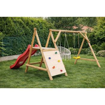 DREWNIANY PLAC ZABAW DO OGRODU MEGA ZJEŻDŻALNIA 2 SIEDZISKA DREWNO SUROWE