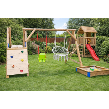 DREWNIANY PLAC ZABAW DO OGRODU WESOŁY PLAC PICCOLO SUPER-PLACE SUROWY