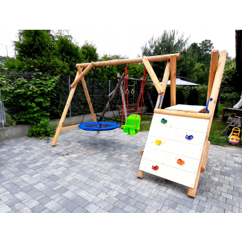 DREWNIANY PLAC ZABAW DO OGRODU PICCOLO 1X HUŚTAWKA 1X KUBEŁEK IMPREGNOWANY
