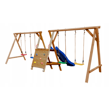 DREWNIANY PLAC ZABAW DO OGRODU DUO JUMBO 4 HUŚTAWKI IMPREGNOWANY