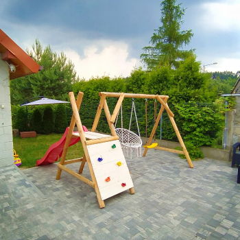 DREWNIANY PLAC ZABAW DO OGRODU WESOŁY PLAC DUO 2XHUŚTAWKA IMPREGNOWANY
