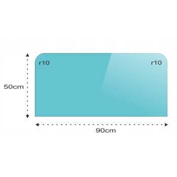 900x500mm SZYBA HARTOWANA POD PIEC KOMINEK SZKŁO 50x90cm zaokrąglone rogi