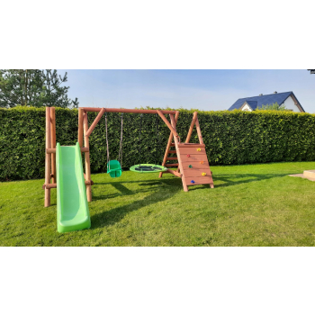 DREWNIANY PLAC ZABAW DO OGRODU WESOŁY PLAC GNIAZDO KUBEŁEK DREWNO SUROWE