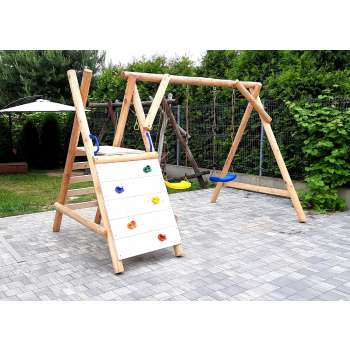 DREWNIANY PLAC ZABAW DO OGRODU PICCOLO 2X HUŚTAWKA DREWNO SUROWE PRODUCENT!