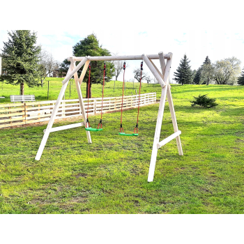 DREWNIANY PLAC ZABAW DO OGRODU 2xHUŚTAWKA SUROWA SUPER-PLACE 250/200