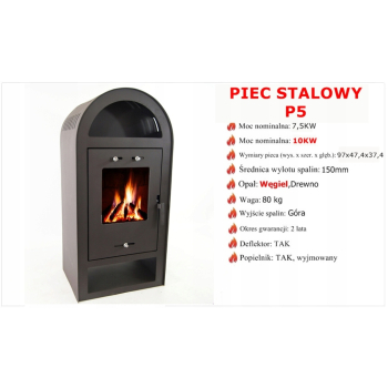PIEC STALOWY P5 ECO KOZA KOMINEK KOMINKOWY 8KW