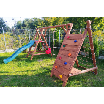 DREWNIANY PLAC ZABAW DO OGRODU MEGA IMPREGNOWANY KOMPLET AKCESORIÓW