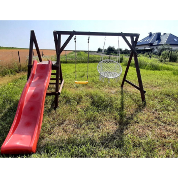 DREWNIANY PLAC ZABAW DO OGRODU MINI IMPREGNOWANY Z HUŚTAWKĄ KUBEŁKOWĄ