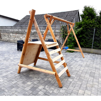 DREWNIANY PLAC ZABAW DO OGRODU PICCOLO 2X HUŚTAWKA DREWNO SUROWE PRODUCENT!
