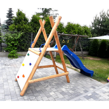 DREWNIANY PLAC ZABAW DO OGRODU ŚCIANKA SOLO ZE ŚLIZGIEM IMPREGNOWANA