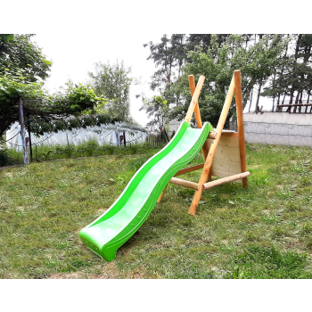 DREWNIANY PLAC ZABAW DO OGRODU ŚCIANKA SOLO ZE ŚLIZGIEM IMPREGNOWANA
