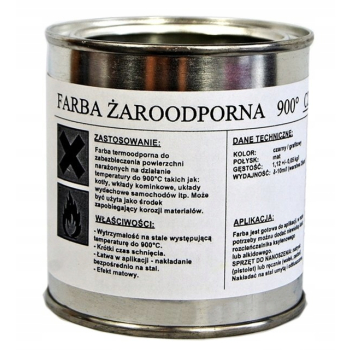 FARBA LAKIER ŻAROODPORNA DO KOMINKÓW 10L TRWAŁA
