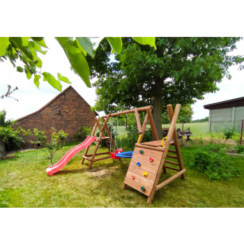 DREWNIANY PLAC ZABAW DO OGRODU WESOŁY PLAC KUBEŁEK SUPER-PLACE SUROWY 4/2M