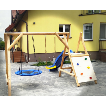 DREWNIANY PLAC ZABAW DO OGRODU DUO JUMBO 4 HUŚTAWKI IMPREGNOWANY