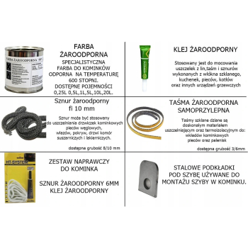 STALOWE ZACISKI PODKŁADKI POD SZYBE DO KOMINKA