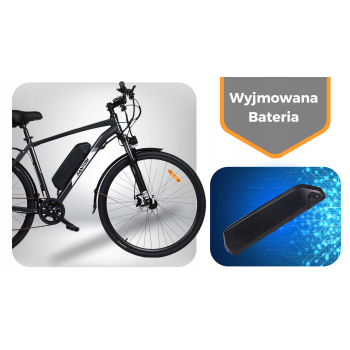 ROWER ELEKTRYCZNY MĘSKI 28 TREKKINGOWY ZE WSPOMAGANIEM 60-70km Shimano