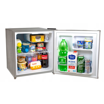 MAŁA LODÓWKA BIUROWA HOTELOWA MINIBAR CHŁODZIARKA NA DZIAŁKĘ 51cm inox