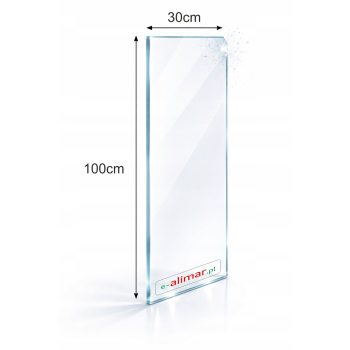 1000x300mm SZYBA HARTOWANA POD PIEC KOMINEK SZKŁO 30x100cm PROSTOKĄT