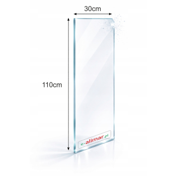 SZYBA HARTOWANA POD PIEC KOMINEK SZKŁO 30x110cm PROSTOKĄT 1100x300mm