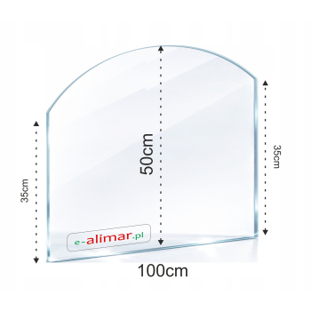 SZYBA HARTOWANA POD PIEC KOMINEK SZKŁO 5mm 100x50cm zaokrąglone 500x1000 35